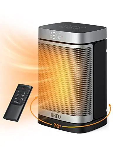 Dreo space heater in silver color with oscillation feature