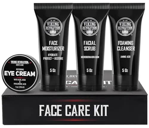 Viking Revolution Mens Facial Skin Care Kit with multiple products