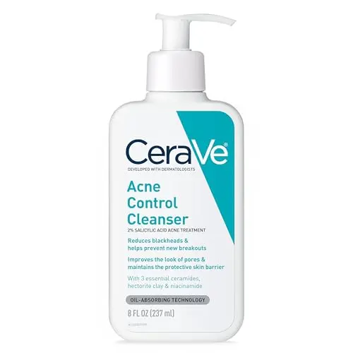 CeraVe Acne Treatment Face Wash with salicylic acid and purifying clay