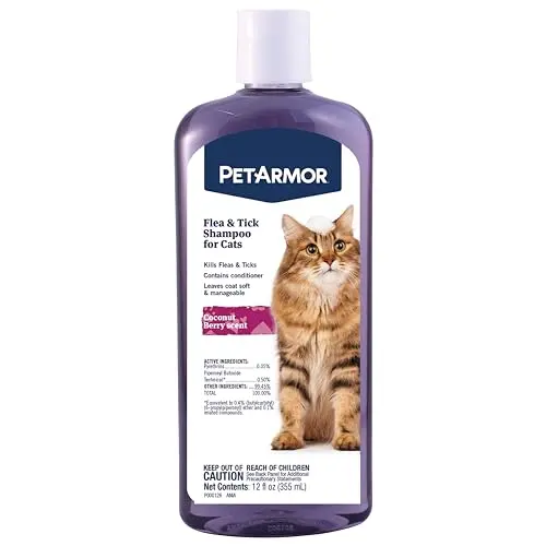 PetArmor flea and tick shampoo for cats with coconut berry scent