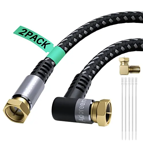 Adoreen 6FT 2-pack RG6 coaxial cable with right-angle connectors