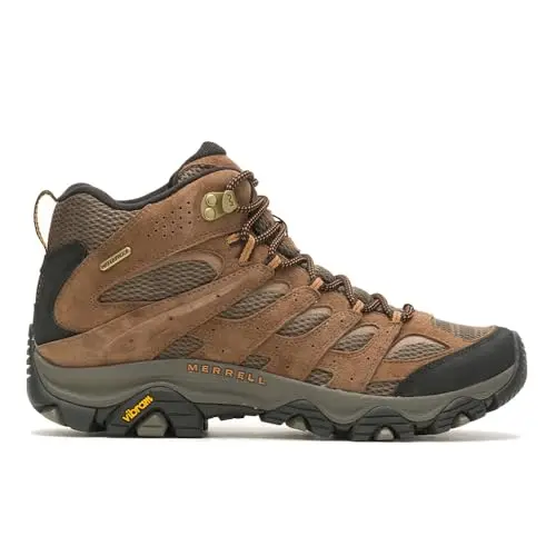 Merrell Moab 3 hiking boot showing waterproof design and Vibram sole