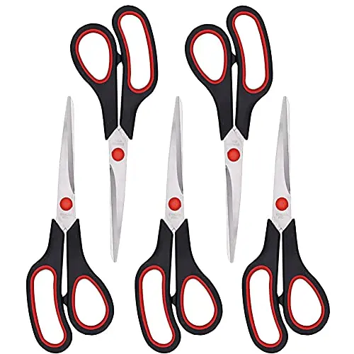 Dice red five-pack of multipurpose scissors for office and craft use