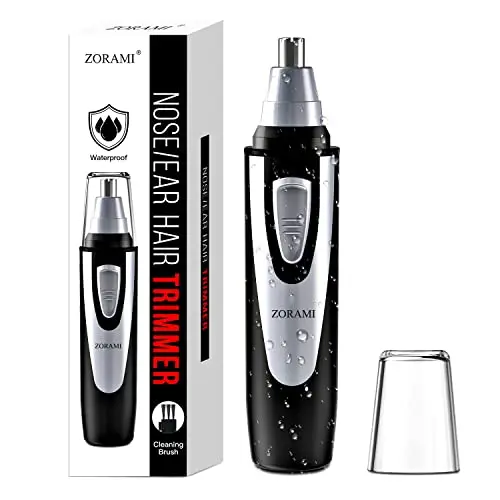 ZORAMI black nose hair trimmer with dual-edge blades and compact design
