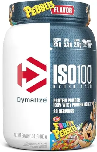 Dymatize ISO100 Whey Protein Powder in Fruity Pebbles flavor