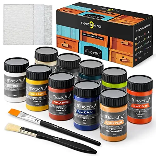 Magicfly 15-piece chalk paint set with rustic colors and included brushes