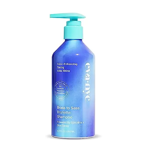 Eva NYC Brass to Sass Brunette Blue Shampoo bottle