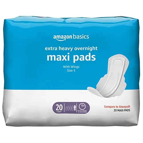 Amazon Basics Thick Maxi Pad for heavy overnight flow