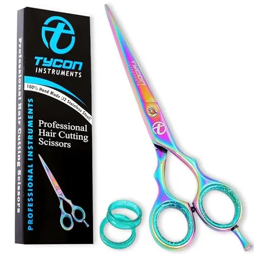 Tycon rainbow colored hair cutting scissors