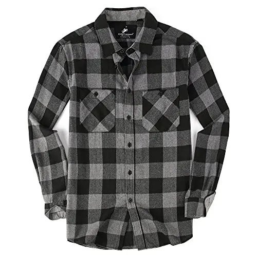 Alex Vando men's flannel shirt in plaid pattern with button-down collar