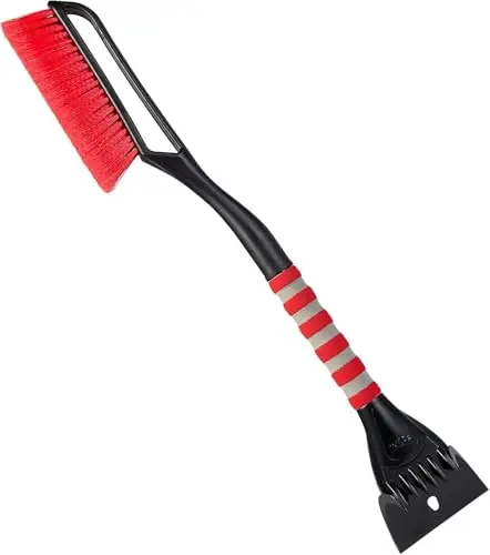 FOVAL snow brush with wider ice scraper and foam grip
