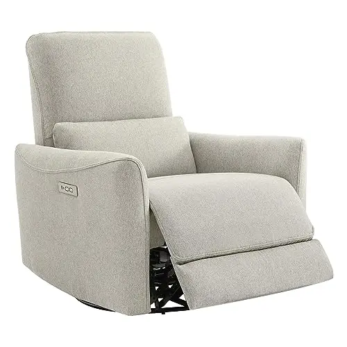 CHITA power recliner glider chair in dove grey with electric recline feature
