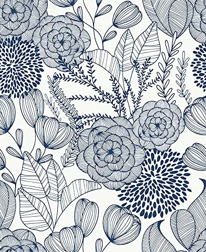 NuWallpaper navy secret garden floral peel and stick wallpaper