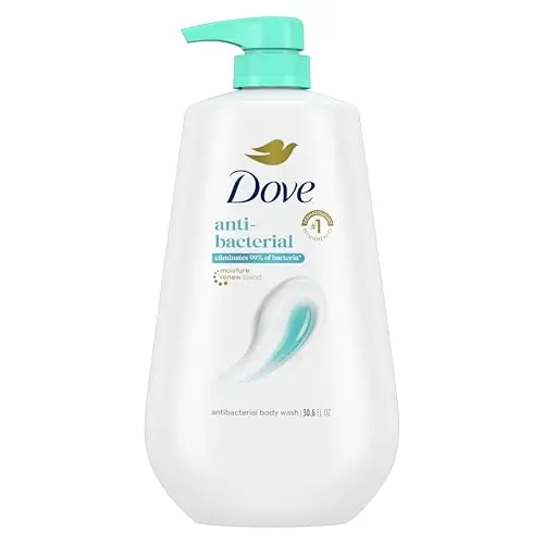 Dove Antibacterial Body Wash bottle with pump dispenser