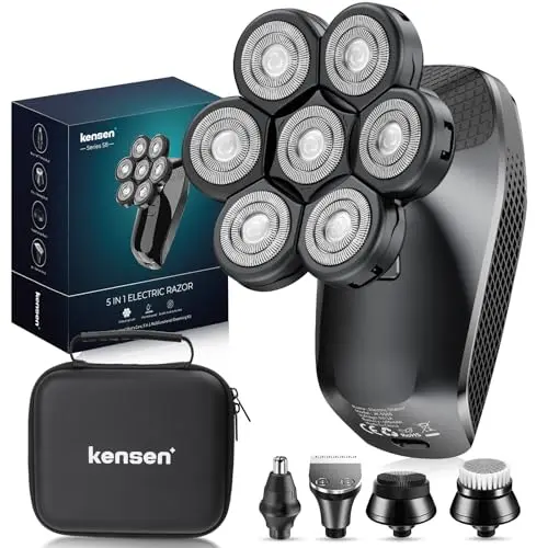 Kensen 7D electric head shaver with multiple attachments