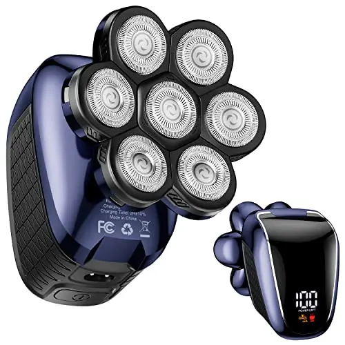 Wyklaus electric head shaver with 7D floating heads and LED battery display