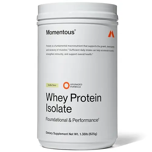 Momentous grass-fed whey protein powder vanilla