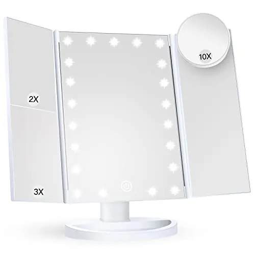 HUONUL Makeup Mirror with trifold design and multiple magnification options