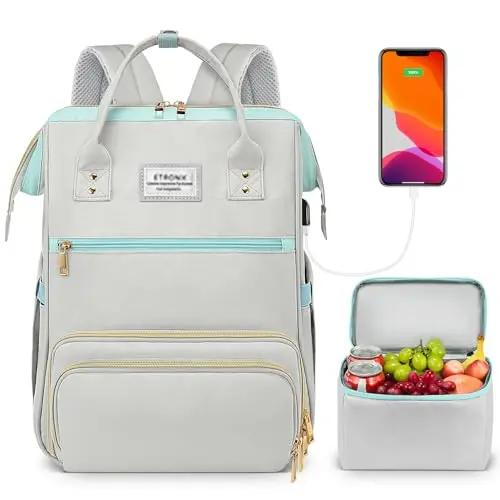 ETRONIK lunch backpack with detachable insulated bag and USB port