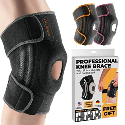DR. BRACE ELITE knee brace with side stabilizers and patella gel pads