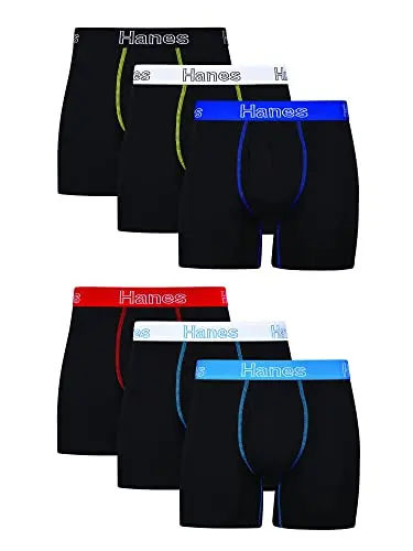 Hanes men's boxer briefs pack showing comfort flex waistband