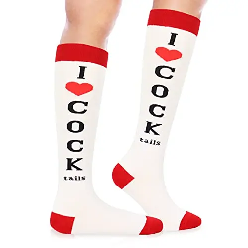 BIBALABILI funny cocktails knee tube socks with humorous text
