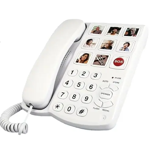 Sentno wired landline phone for seniors with large picture buttons