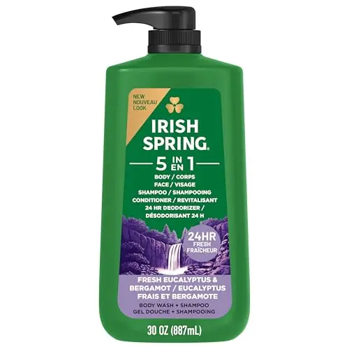 Irish Spring 5-in-1 Body Wash pump bottle with green accents