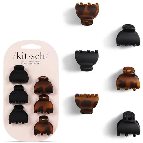 Kitsch mini claw hair clips in tortoise and black colors