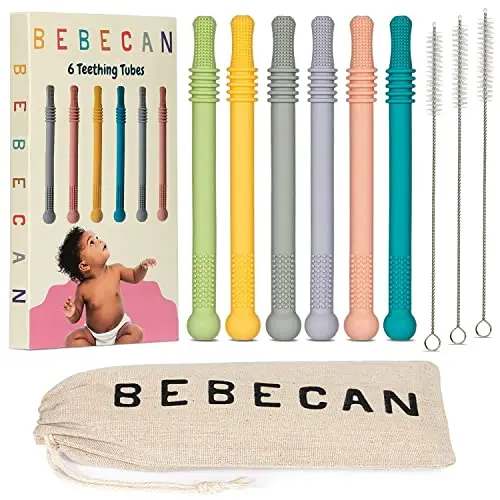 BEBECAN multicolored silicone teething sticks