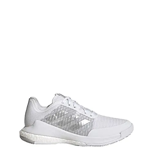Adidas Crazyflight women's volleyball shoe in white and silver metallic