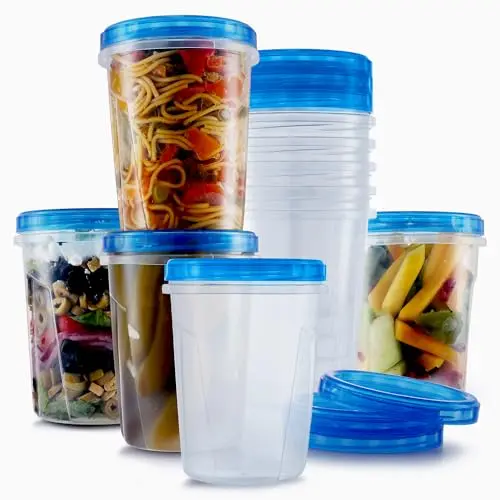 Tafura 32 oz plastic soup containers with screw-on lids