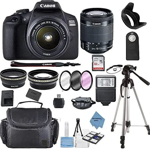 Canon EOS 2000D DSLR camera with lens