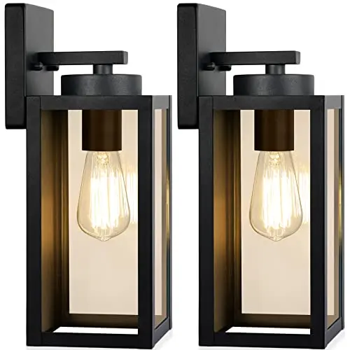 BesLowe modern outdoor wall lanterns in matte black finish