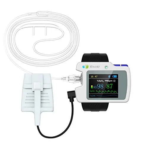 EMAY SleepO2 Pro wrist pulse oximeter with finger sensor for overnight monitoring