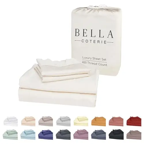 Bella Coterie bamboo viscose king size sheet set in ivory