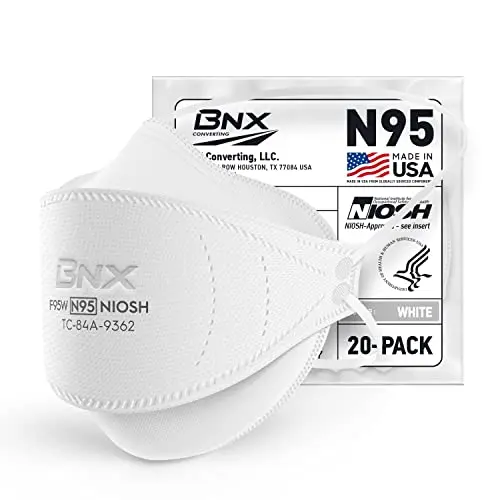 BNX N95 tri-fold respirator mask in white
