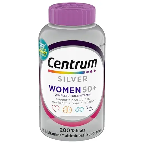 Centrum Silver Women's Multivitamin bottle and tablets
