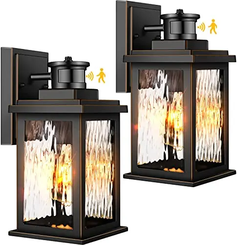 VIANIS outdoor wall sconce with motion sensor and gold trim