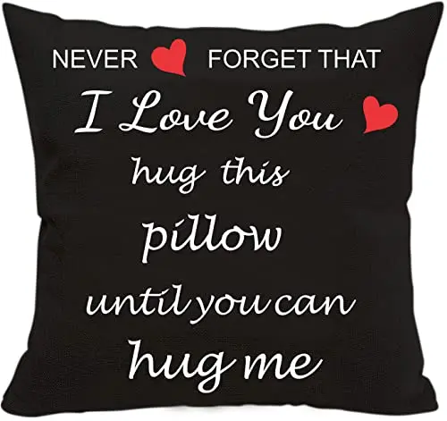 Cotton linen pillow cover with 'I Love You' print