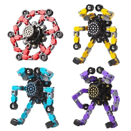 Gokeey transformable fidget spinners showing colorful toys with multiple chain links