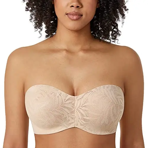 AISILIN women's strapless bra with lace detailing for big bust