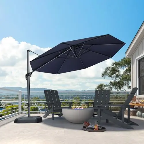 PURPLE LEAF 11ft cantilever patio umbrella with cross base and wind resistance