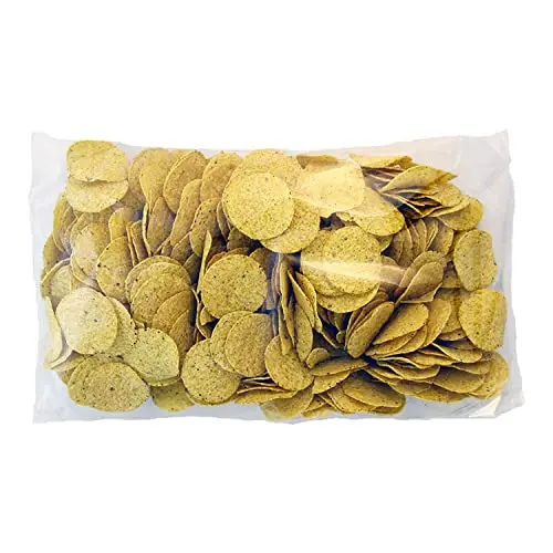 Clown Global Brands Round Tortilla Chips in bulk packaging