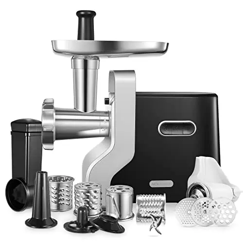 HOUSNAT black electric meat grinder with multiple attachments