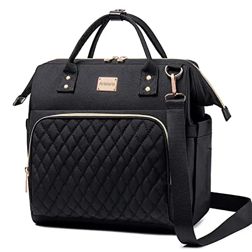 Artelaris black insulated lunch bag with multiple pockets and adjustable strap