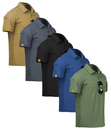 ZITY 5-pack of men's golf polo shirts in assorted colors
