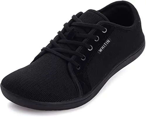 WHITIN men's extra wide barefoot sneakers in all black