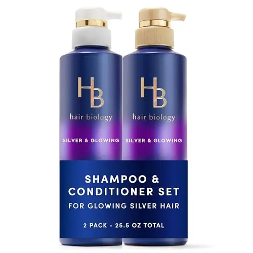 Hair Biology Purple Shampoo and Conditioner set for gray hair