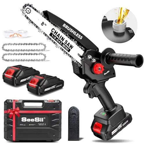 Seesii 8-inch cordless mini chainsaw with brushless motor